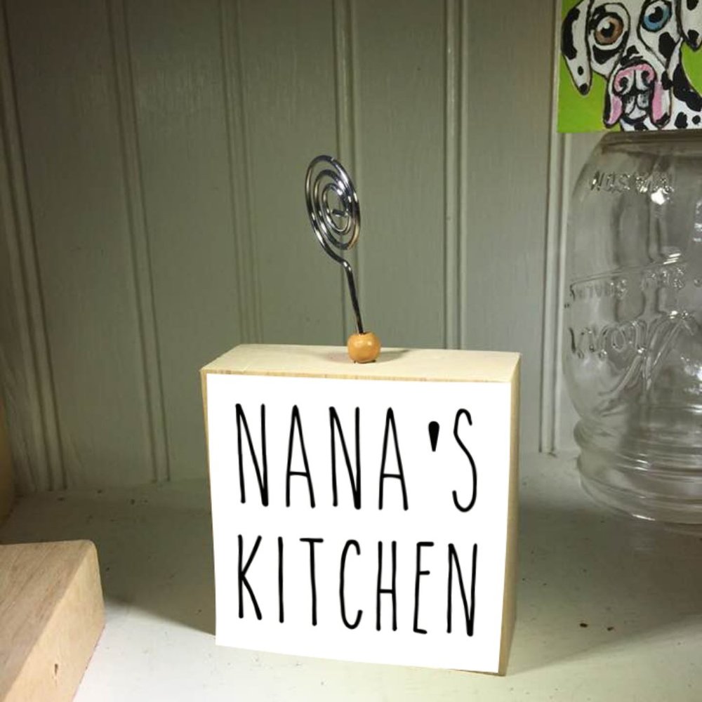 Nana's Kitchen wooden block photo display clip
